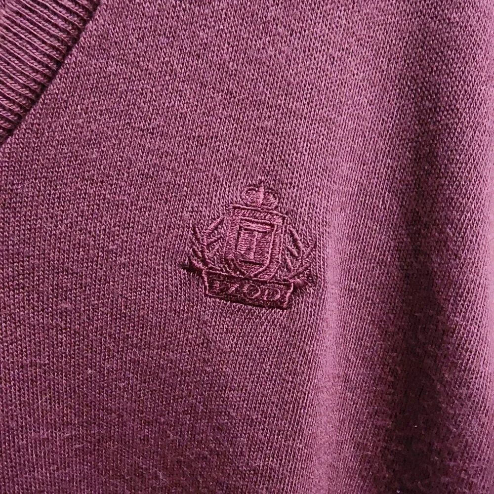 Vtg Izod Mens V-Neck Pullover‎ Sleeveless Sweater Vest Golf Red Maroon USA Sz M